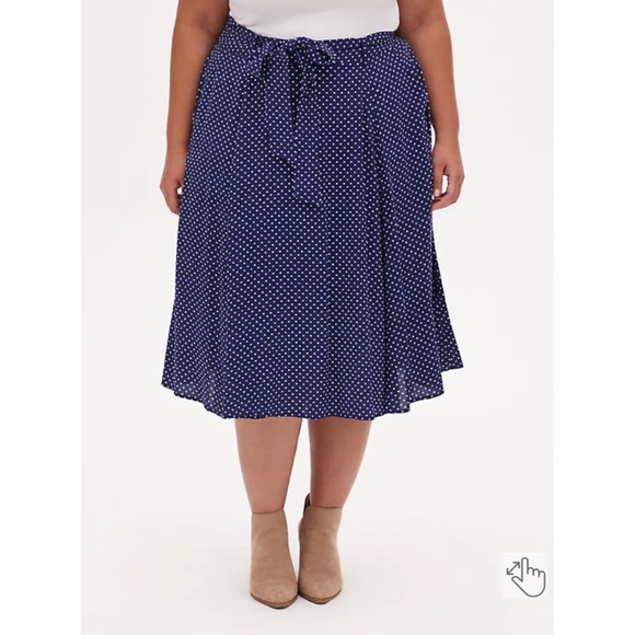 NWT TORRID Midi Challis Skirt - Ditsy Hearts Navy - Picture 2 of 6